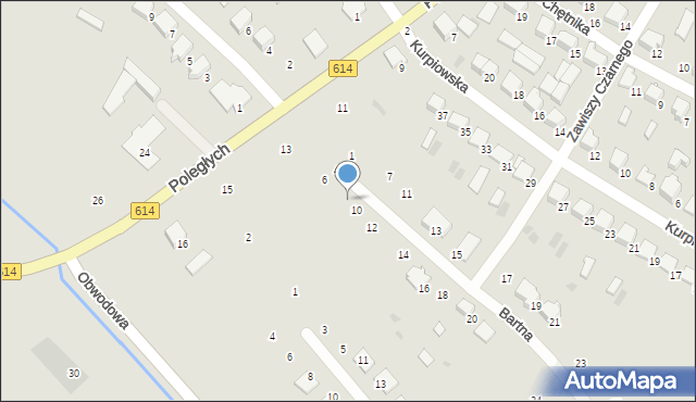 Myszyniec, Bartna, 8, mapa Myszyniec