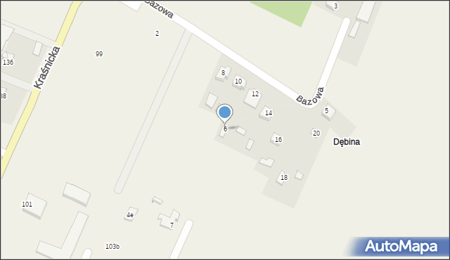 Niedrzwica Duża, Bazowa, 6, mapa Niedrzwica Duża