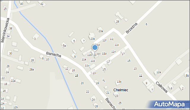 Nowy Sącz, Banacha Stefana, 11, mapa Nowego Sącza