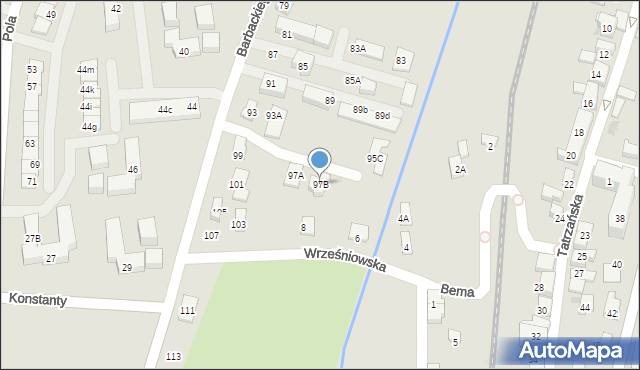 Nowy Sącz, Barbackiego Władysława, 97B, mapa Nowego Sącza