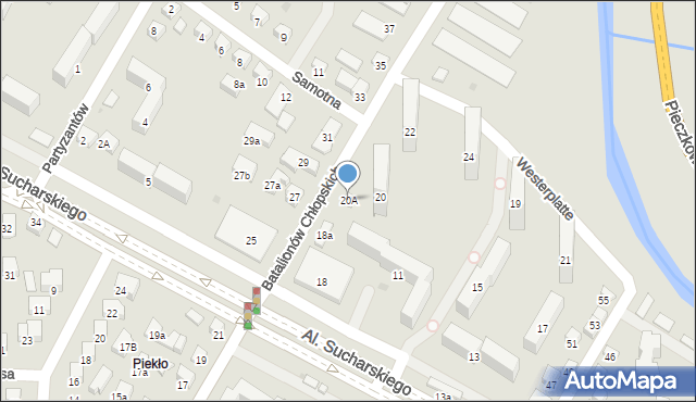 Nowy Sącz, Batalionów Chłopskich, 20A, mapa Nowego Sącza