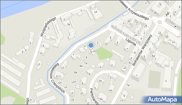 Nysa, Batalionów Chłopskich, 5, mapa Nysy