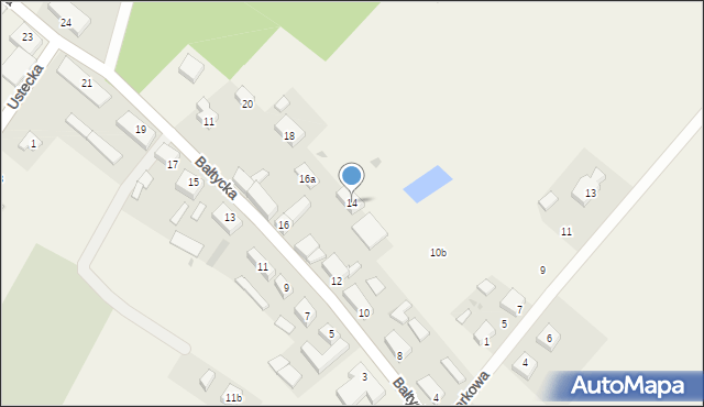 Objazda, Bałtycka, 14, mapa Objazda