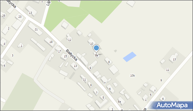 Objazda, Bałtycka, 16a, mapa Objazda