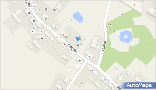 Objazda, Bałtycka, 26, mapa Objazda