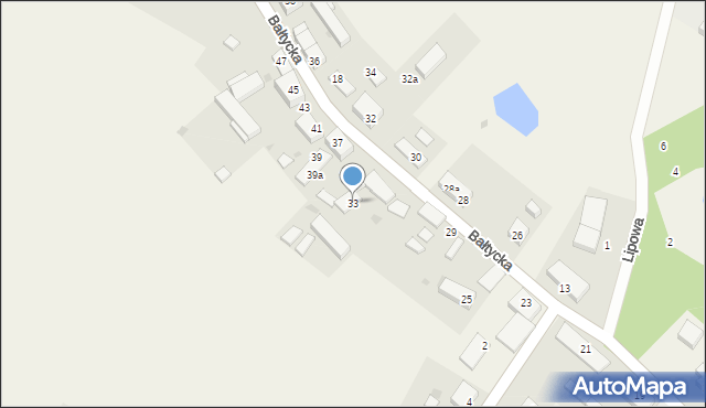 Objazda, Bałtycka, 33, mapa Objazda