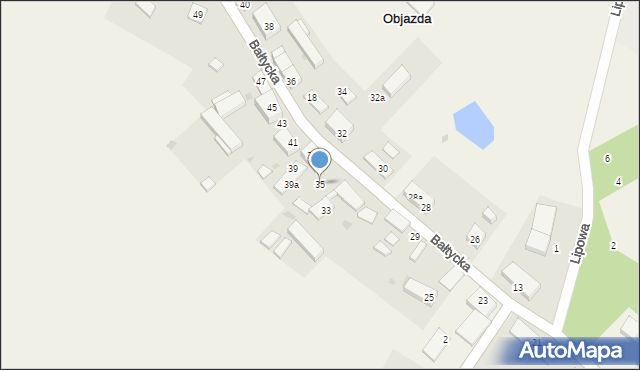 Objazda, Bałtycka, 35, mapa Objazda