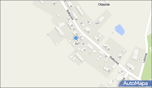 Objazda, Bałtycka, 39a, mapa Objazda
