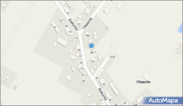 Objazda, Bałtycka, 46, mapa Objazda