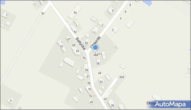 Objazda, Bałtycka, 48a, mapa Objazda