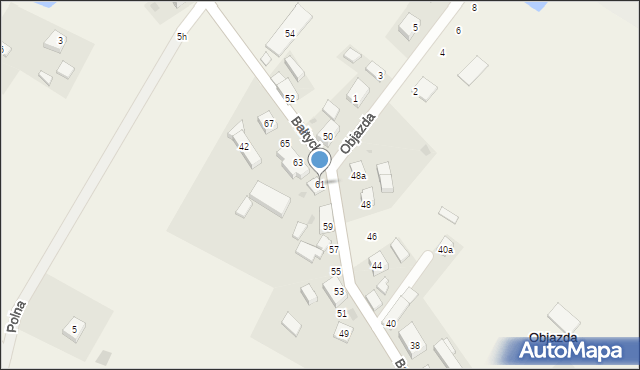 Objazda, Bałtycka, 61, mapa Objazda