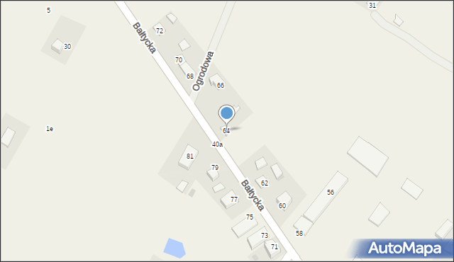 Objazda, Bałtycka, 64, mapa Objazda