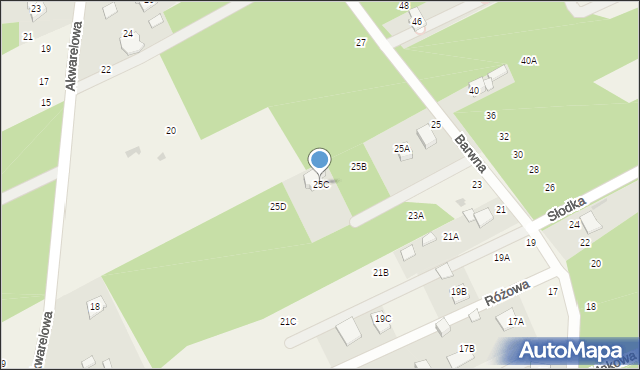 Odrano-Wola, Barwna, 25C, mapa Odrano-Wola