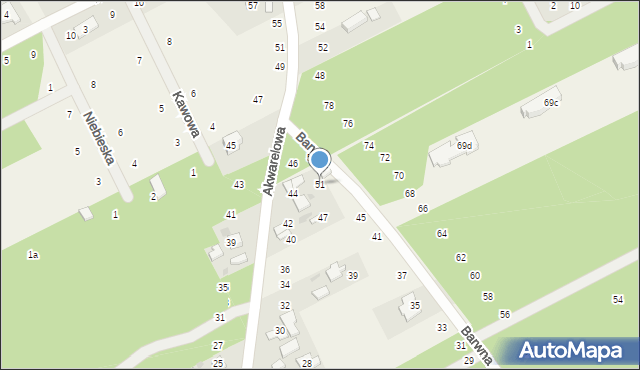 Odrano-Wola, Barwna, 51, mapa Odrano-Wola