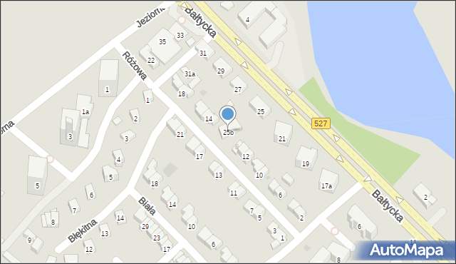 Olsztyn, Bałtycka, 25b, mapa Olsztyna