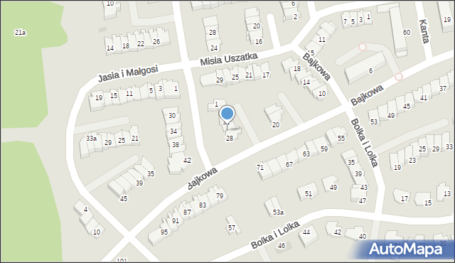 Olsztyn, Bajkowa, 30, mapa Olsztyna