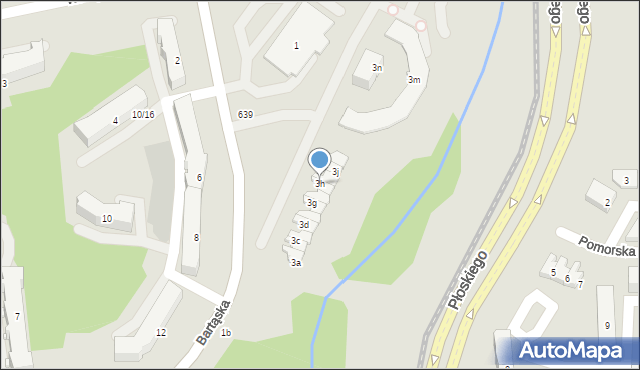 Olsztyn, Bartąska, 3h, mapa Olsztyna