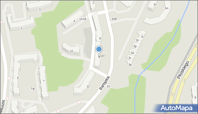 Olsztyn, Bartąska, 8, mapa Olsztyna