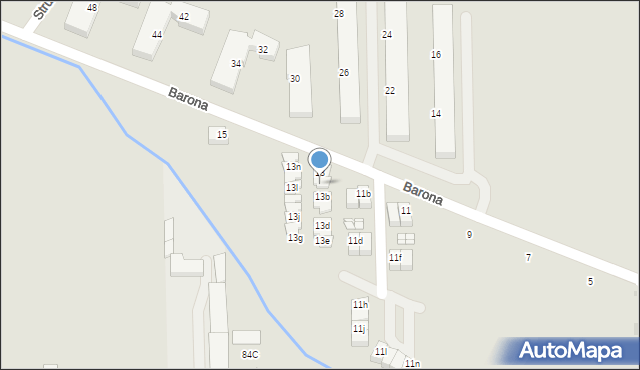 Opole, Barona Józefa, 13a, mapa Opola