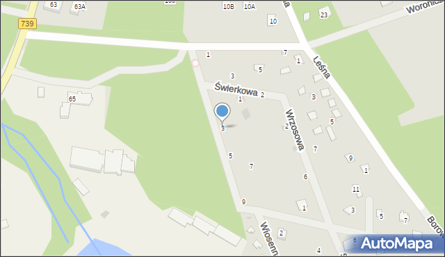 Osieck, Baśniowa, 3, mapa Osieck