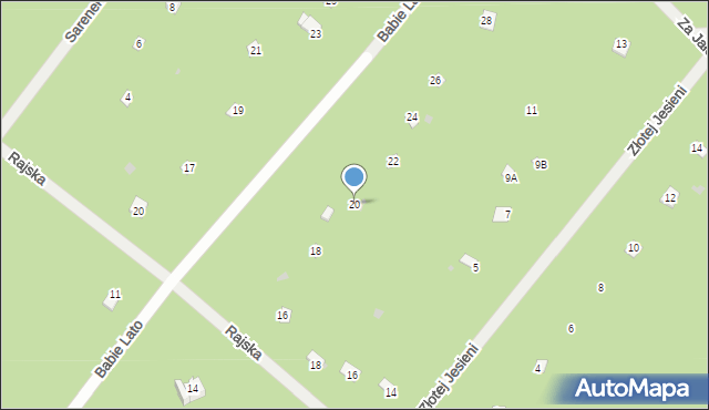 Osiedle Wilga, Babie Lato, 20, mapa Osiedle Wilga