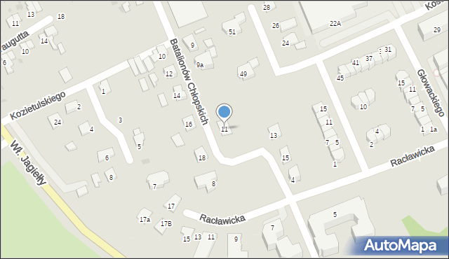 Ostróda, Batalionów Chłopskich, 11, mapa Ostróda