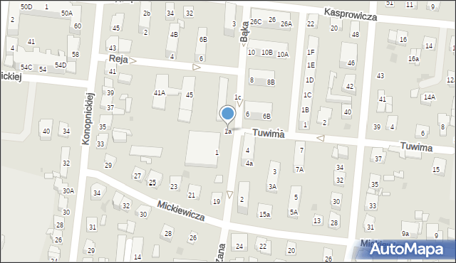 Ostrów Wielkopolski, Bąka Wojciecha, 1a, mapa Ostrów Wielkopolski