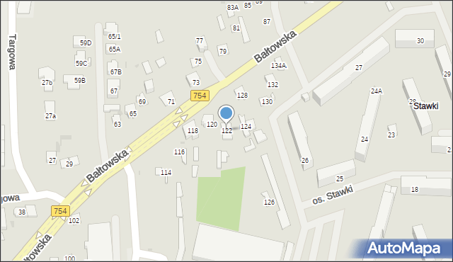 Ostrowiec Świętokrzyski, Bałtowska, 122, mapa Ostrowiec Świętokrzyski