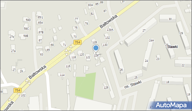 Ostrowiec Świętokrzyski, Bałtowska, 124, mapa Ostrowiec Świętokrzyski