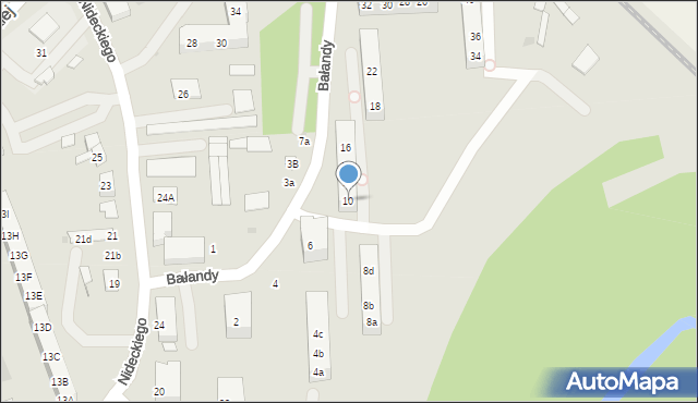 Oświęcim, Bałandy Wiktora, 10, mapa Oświęcimia