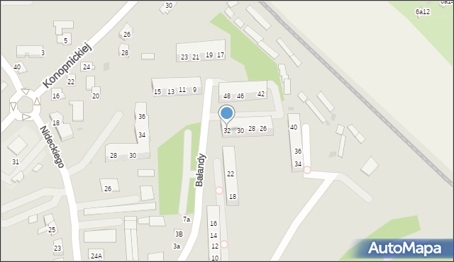Oświęcim, Bałandy Wiktora, 32, mapa Oświęcimia