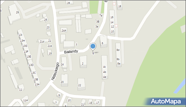 Oświęcim, Bałandy Wiktora, 4, mapa Oświęcimia