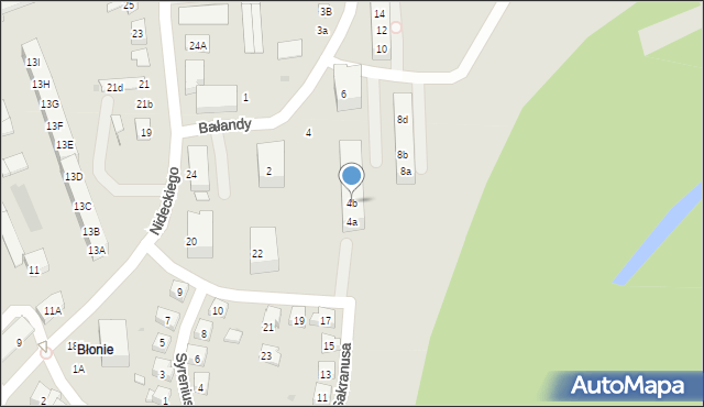 Oświęcim, Bałandy Wiktora, 4b, mapa Oświęcimia