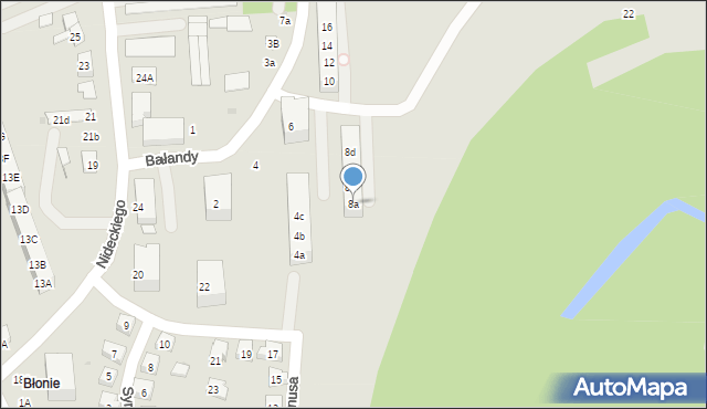 Oświęcim, Bałandy Wiktora, 8a, mapa Oświęcimia