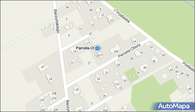 Parcela-Obory, Baczyńskiego Krzysztofa Kamila, 23, mapa Parcela-Obory