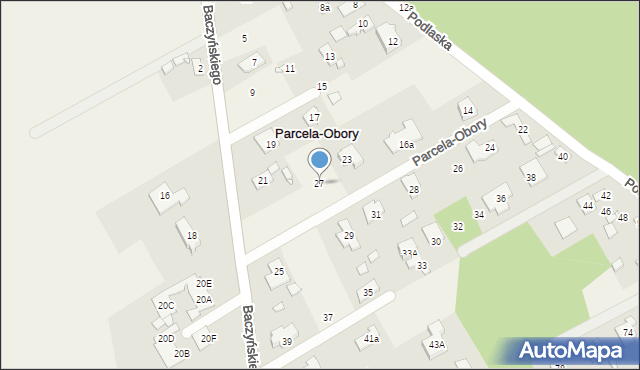 Parcela-Obory, Baczyńskiego Krzysztofa Kamila, 27, mapa Parcela-Obory