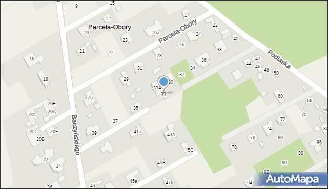Parcela-Obory, Baczyńskiego Krzysztofa Kamila, 33, mapa Parcela-Obory