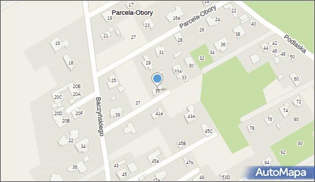 Parcela-Obory, Baczyńskiego Krzysztofa Kamila, 35, mapa Parcela-Obory