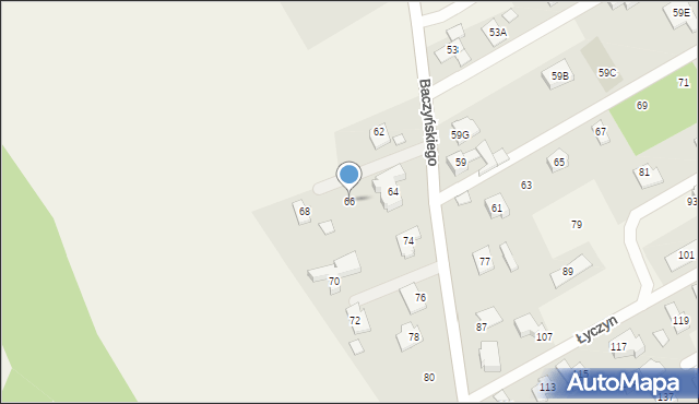 Parcela-Obory, Baczyńskiego Krzysztofa Kamila, 66, mapa Parcela-Obory