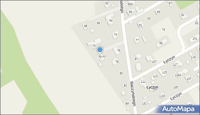 Parcela-Obory, Baczyńskiego Krzysztofa Kamila, 72, mapa Parcela-Obory