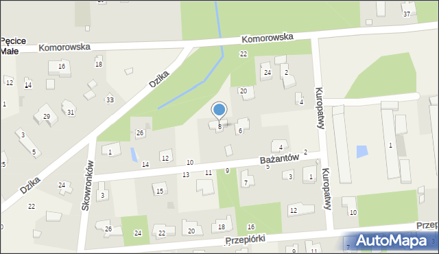 Pęcice Małe, Bażantów, 8, mapa Pęcice Małe
