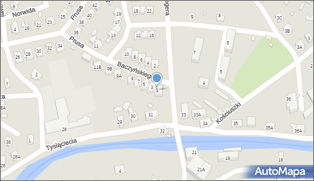 Piechowice, Baczyńskiego Krzysztofa Kamila, 1, mapa Piechowice