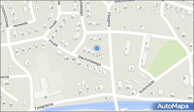 Piechowice, Baczyńskiego Krzysztofa Kamila, 4, mapa Piechowice