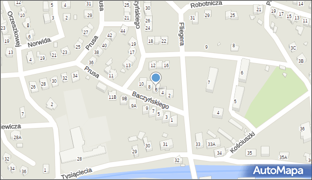 Piechowice, Baczyńskiego Krzysztofa Kamila, 6, mapa Piechowice
