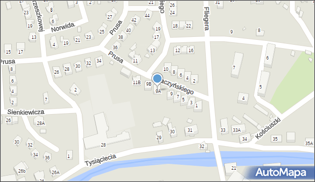 Piechowice, Baczyńskiego Krzysztofa Kamila, 9A, mapa Piechowice