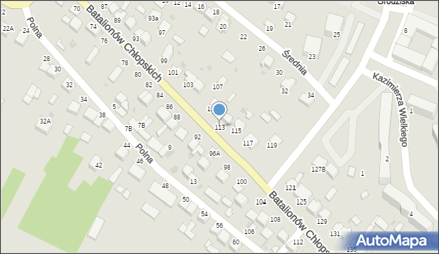 Pińczów, Batalionów Chłopskich, 113, mapa Pińczów