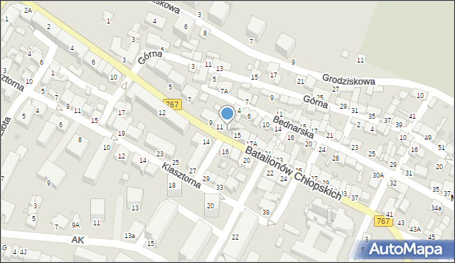 Pińczów, Batalionów Chłopskich, 13, mapa Pińczów