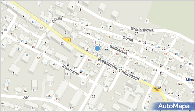 Pińczów, Batalionów Chłopskich, 17, mapa Pińczów