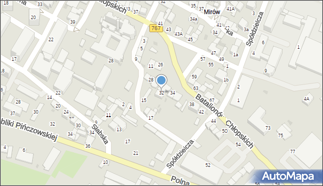 Pińczów, Batalionów Chłopskich, 32, mapa Pińczów