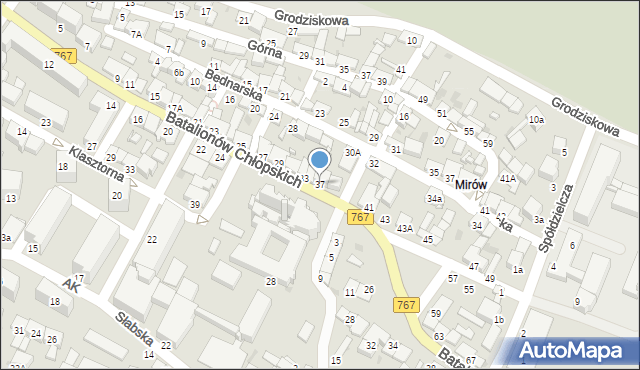 Pińczów, Batalionów Chłopskich, 37, mapa Pińczów